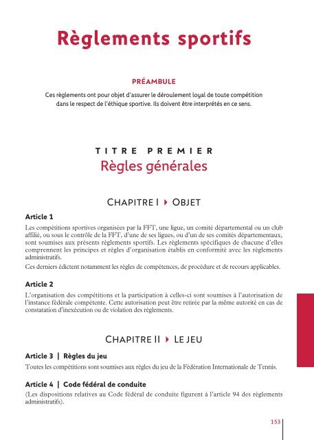 Règlements sportifs FFT 2013 - Fédération Française de Tennis