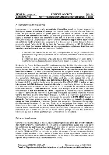 Edifices inscrits au titre des MH - Généralités - Fédération ...