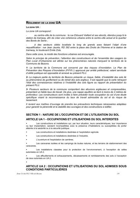 section 1 : nature de l'occupation et de l'utilisation du sol ... - Bezons