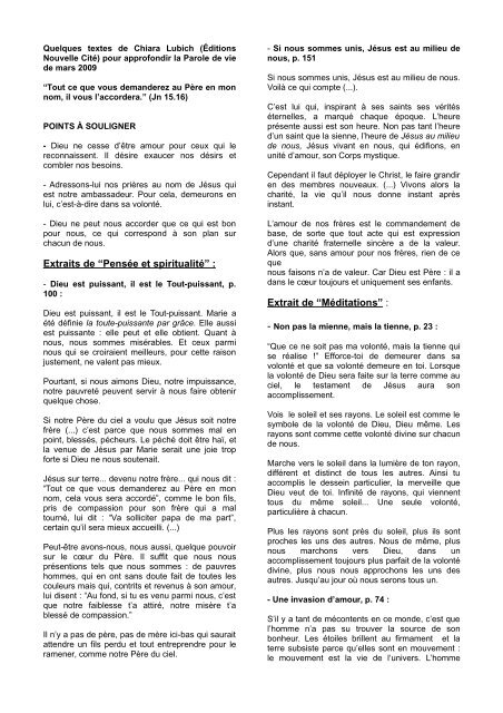 Extraits De Textes Se Rapportant A La Parole Parole De Vie