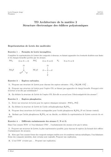 TD Architecture de la matière 2 Structure électronique des édifices ...