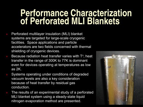 Cryogenic Thermal Insulation Systems