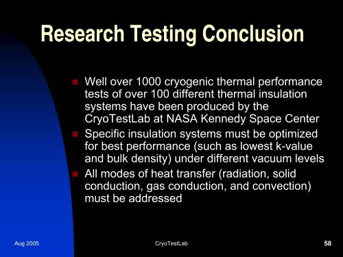 Cryogenic Thermal Insulation Systems