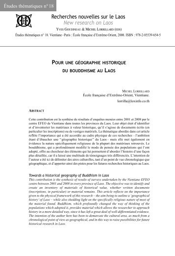 pour une géographie historique du bouddhisme au laos - EFEO ...