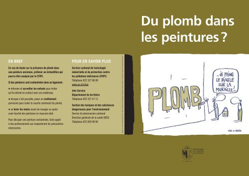 Brochure "Du plomb dans les peintures ?" - Etat de Genève