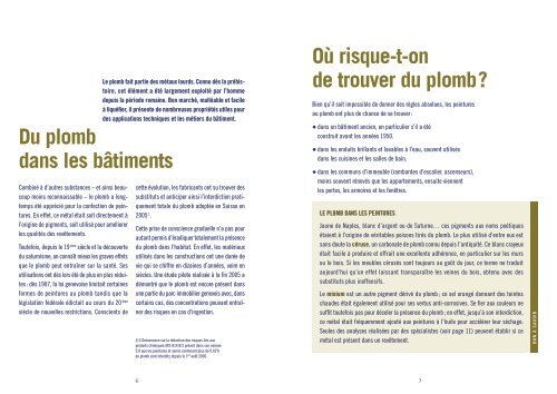 Brochure "Du plomb dans les peintures ?" - Etat de Genève