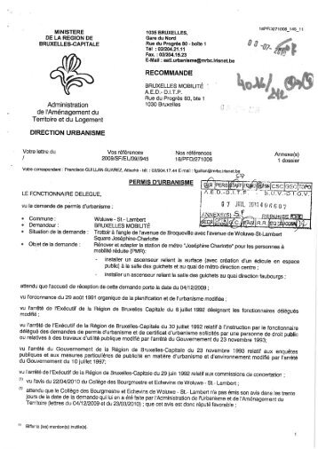 Permis d'urbanisme - Bruxelles Mobilité - Région de Bruxelles ...