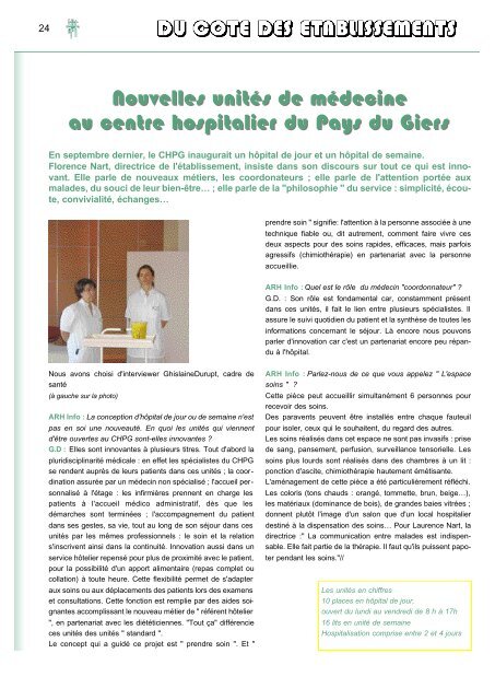 ARH Info numéro 44 - Novembre 2007 - Parhtage santé