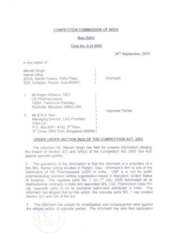Manish Singh vs Roger Williams & Ors. - Competition Commission ...