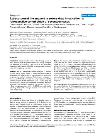 Extracorporeal life support in severe drug intoxication: a ...