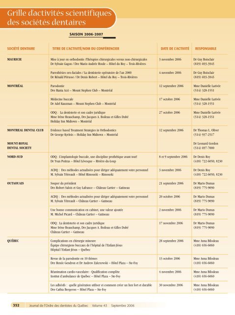 Grille d'activités scientifiques des sociétés dentaires - Ordre des ...