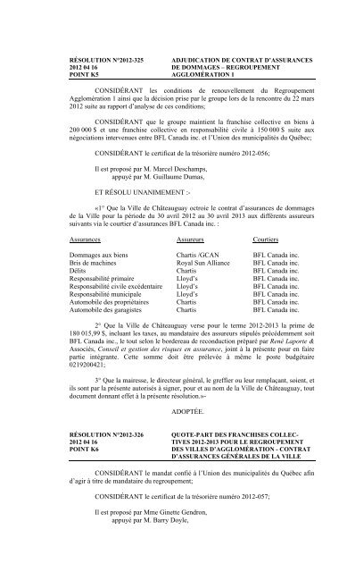 SÉANCE ORDINAIRE DU CONSEIL MUNICIPAL TENUE LE LUNDI ...