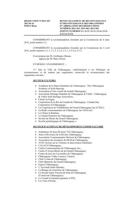 SÉANCE ORDINAIRE DU CONSEIL MUNICIPAL TENUE LE LUNDI ...