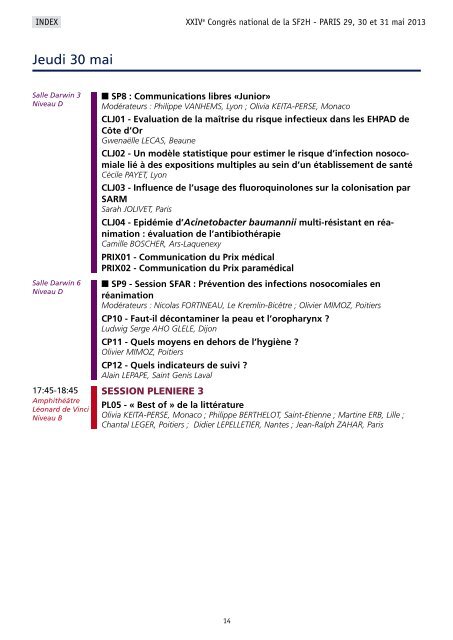 CONGRES SF2H - Programme final et livre des résumés