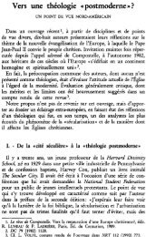 Vers une théologie «postmoderne»? - Nouvelle Revue Théologique ...