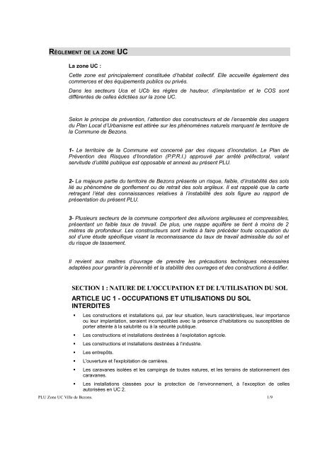 section 1 : nature de l'occupation et de l'utilisation du sol ... - Bezons