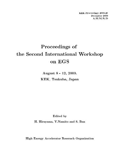 Proceedings of the Second International Workshop on EGS - KEK