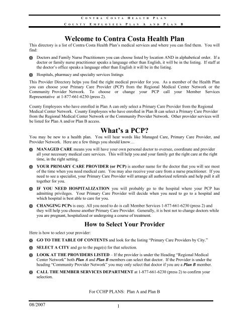 ProviderDirectory - Contra Costa Health Services