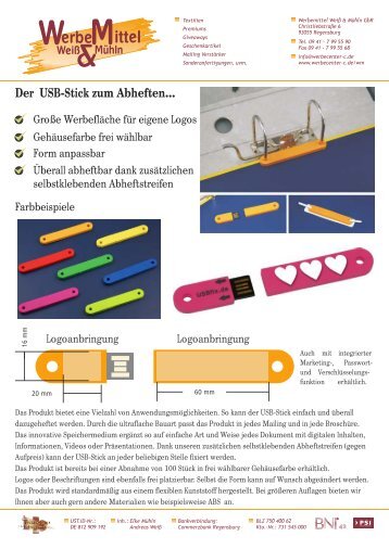 Der USB-Stick zum Abheften... Große  Werbefläche - werbecenter-c.de