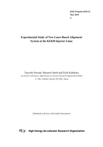 Experimental Study of New Laser-Based Alignment System at ... - KEK
