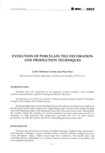 evolution of porcelain tile decoration and production ... - Qualicer