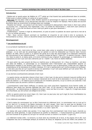 Lecture analytique des scènes 5 et 6 de l'acte V ... - le cahier de textes