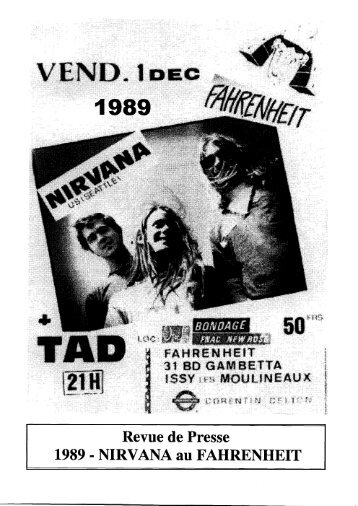 Revue de Presse 1989 - NIRVANA au FAHRENHEIT - Le Fahrenheit