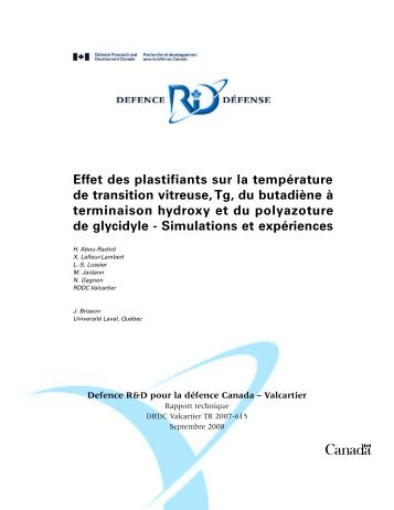 Effet des plastifiants sur la température de transition vitreuse, T g ...