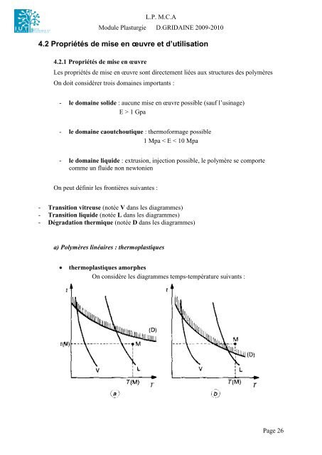 Structure et propriétés des polymères - Profil: D. GRIDAINE