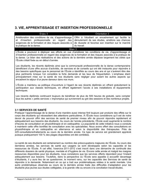 Rapport d'activité 2011-2012 - École de danse contemporaine de ...