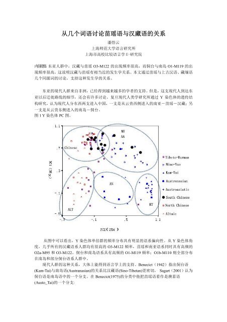 从几个词语讨论苗瑶语与汉藏语的关系 北京大学中国语言学研究中心 从几个词语讨论苗瑶语与汉藏语的关系 北京大学中国语言学研究中心