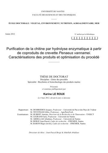 Purification de la chitine par hydrolyse enzymatique à partir de ...