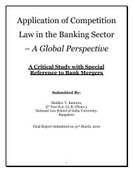 Application of Competition Law in the Banking Sector – A Global ...