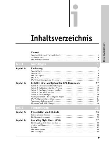 XML / XSL für Buch und Web (Inhaltsverzeichnis) - Pearson Bookshop