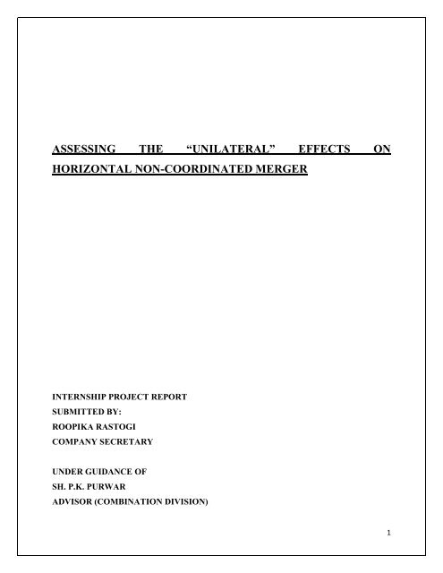 assessing the “unilateral” effects on horizontal non-coordinated ...