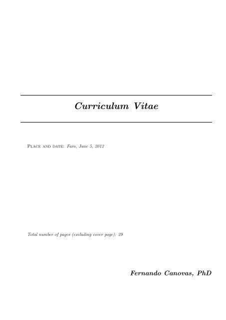 Curriculum Vitae - CCMAR - Universidade do Algarve