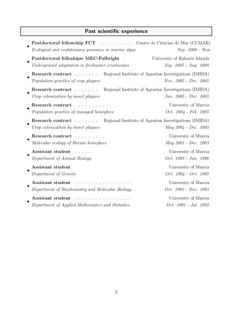 Curriculum Vitae - CCMAR - Universidade do Algarve