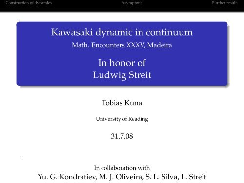 Kawasaki dynamic in continuum Math. Encounters XXXV ... - CCM