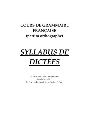 SYLLABUS DE DICTÉES