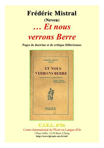 nous verrons Berre* - Université de Provence