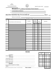 Ministério d BOLETIM ITINERÁRIO RELATIVO AO MÊS DE DE 20