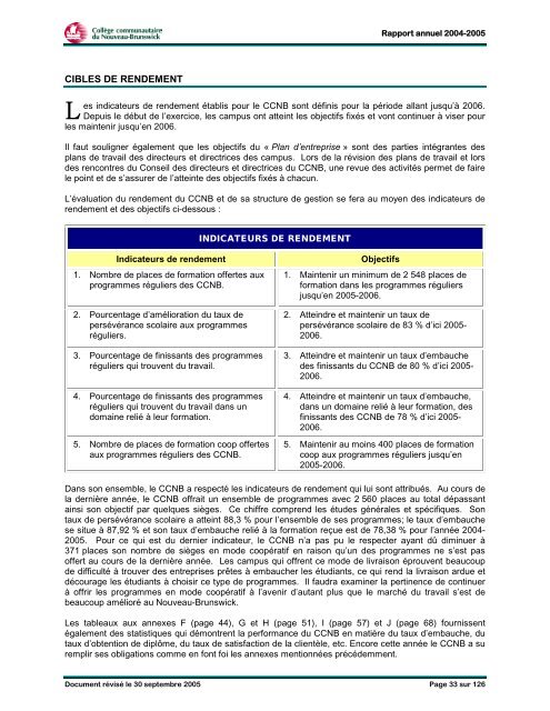 Rapport annuel 2004-2005 - CCNB