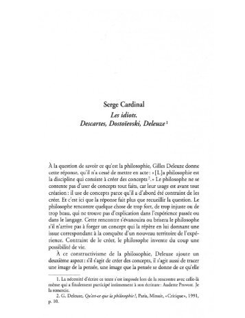 Les idiots. Descartes, Dostoïevski, Deleuze - Serge Cardinal