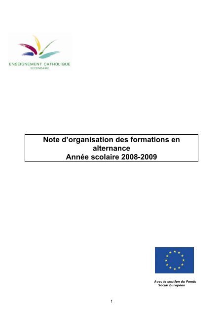 Note d'organisation des formations en alternance 2008 ... - SeGEC