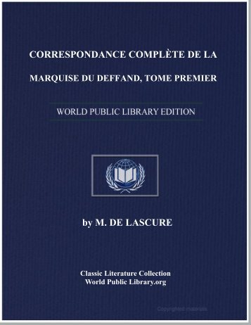 correspondance complète de la marquise du deffand, tome premier