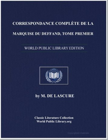 correspondance complète de la marquise du deffand, tome premier