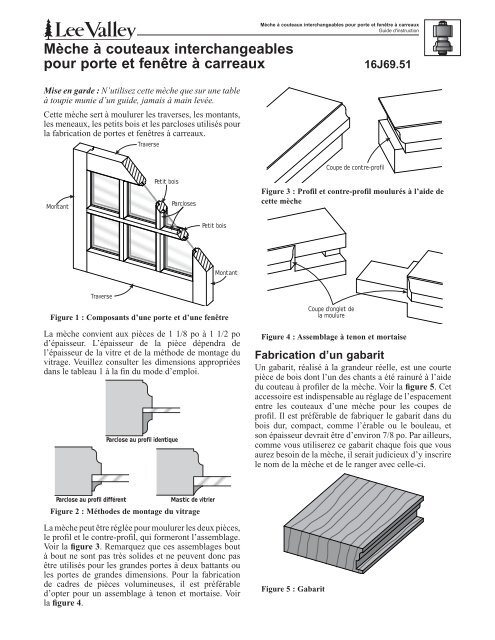 Guide d'instruction (165 ko, PDF) - Lee Valley Tools