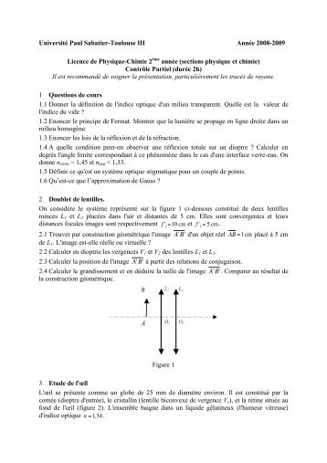 Optique - L2 Physique, Chimie et Physique-Chimie 2012-2013