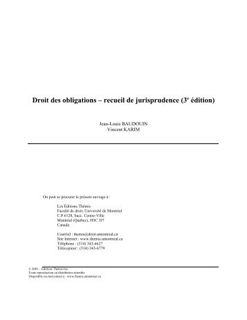 Droit des obligations – recueil de jurisprudence - Les éditions Thémis