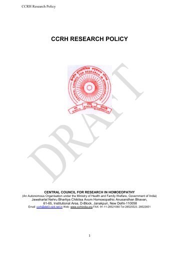 ccrh research policy - Central Council for Research in Homeopathy
